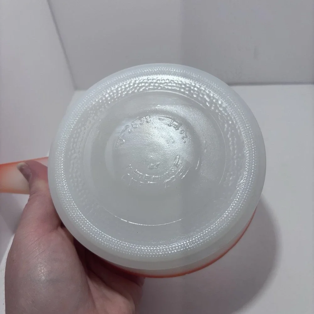 Vintage Ovenware‎ Made in USA  Dish With Handle White And Orange Trim